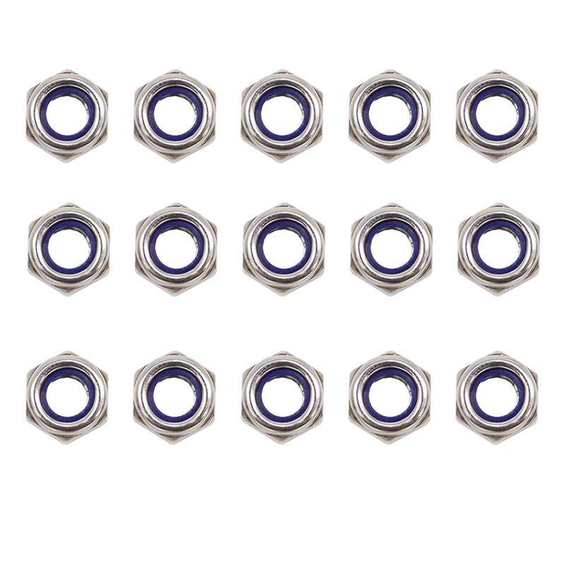 STORMCUBE M10x1.5mm Nylon Insert Hex Lock Nuts 15 Pack 304 Stainless Steel DIN985 Self-Locking Nylon Lock Nuts Plain Finish for Industrial Construction Fasteners - Image 3
